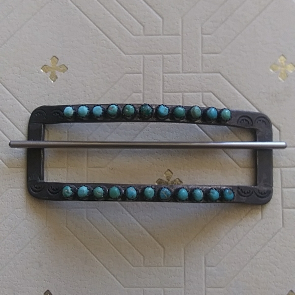 Antique Vintage Turquoise Southwestern hair stick barrette boho - Picture 2 of 6